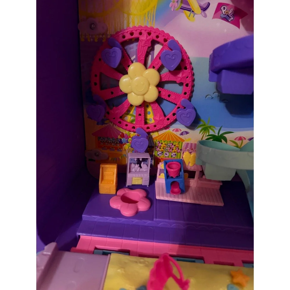 Polly Pocket Rainbow Funland Theme Park Backpack Playset Unicorn Carnival Toy